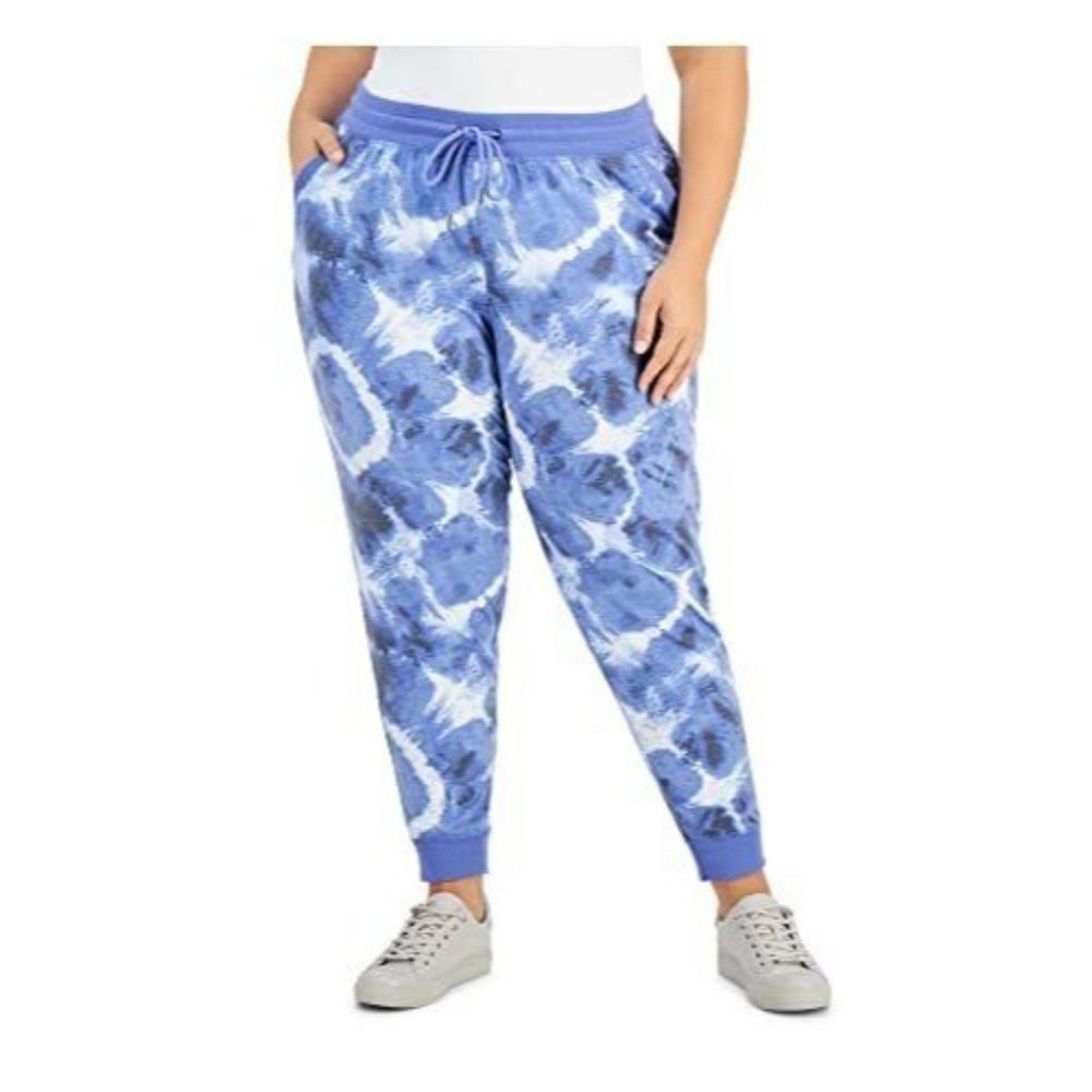 Ideology Womens Plus Size Tie-Dyed Jogger Lounge Pants Blue Plus Size 1X